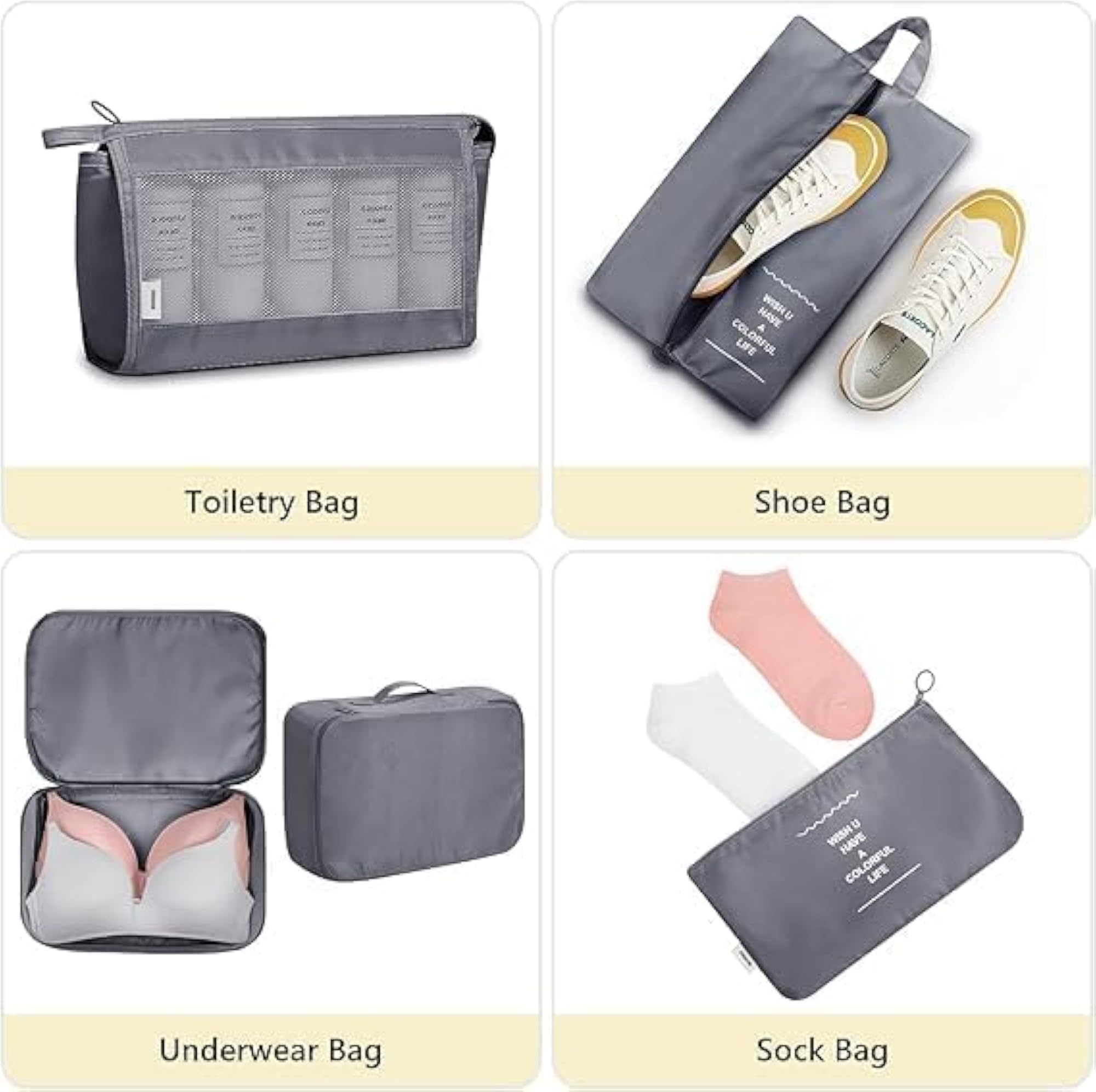 8Pcs Waterproof Packing Cubes Travel Organizer Set